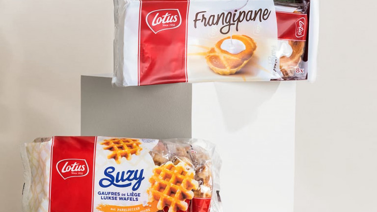 Lotus Frangipane and Suzy Waffles package shot