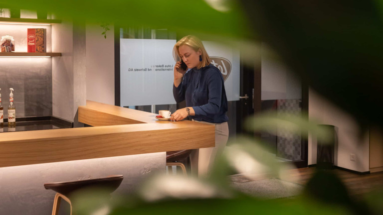Lotus Bakeries employee calling in our Swiss office