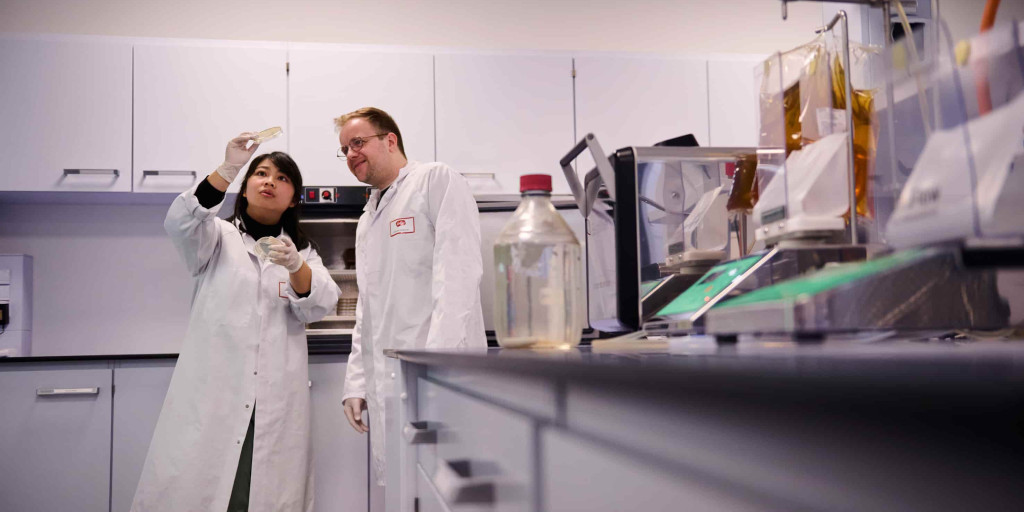 Quality control at the lab in Lotus Bakeries